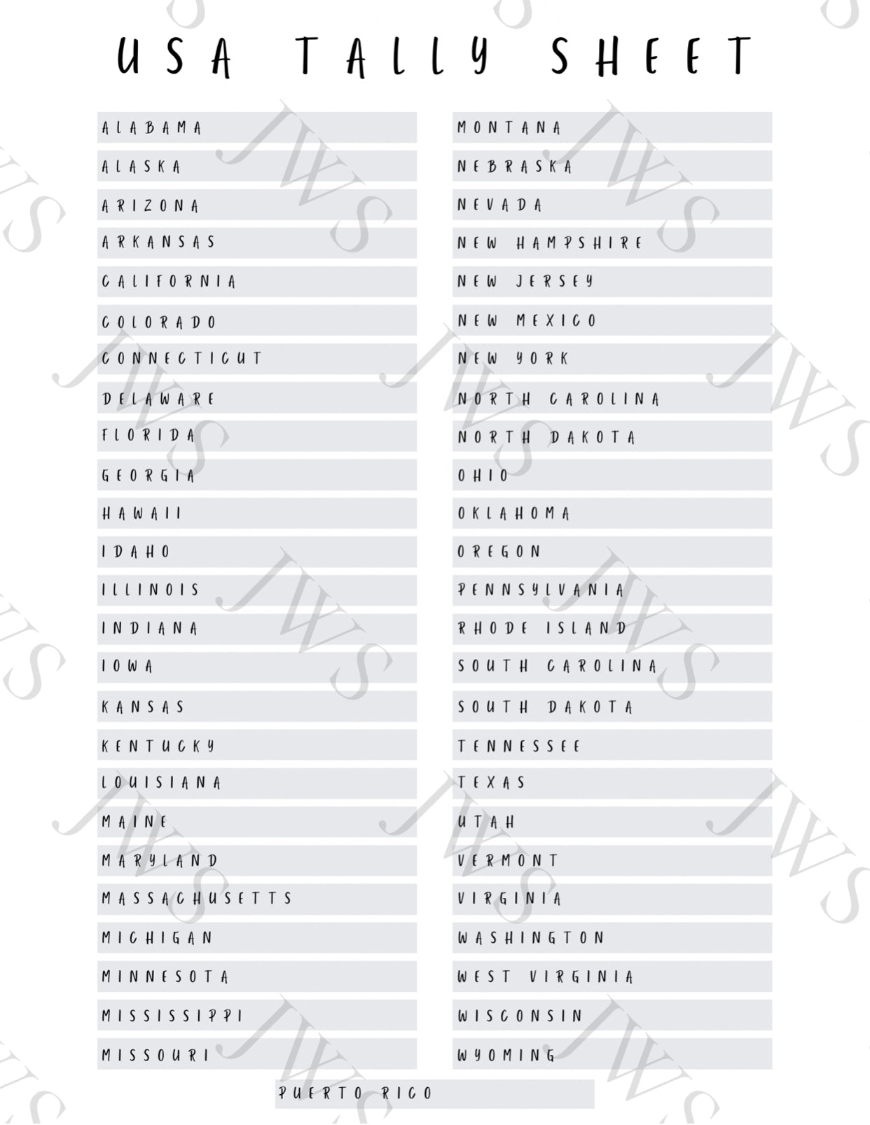 USA Sales Map and Tally Sheet Bundle